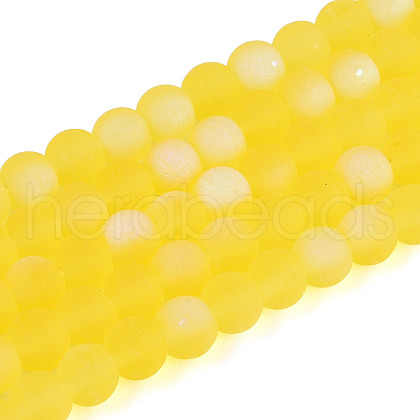 Frosted Transparent Glass Beads Strands GLAA-T032-T4mm-MBB11-1