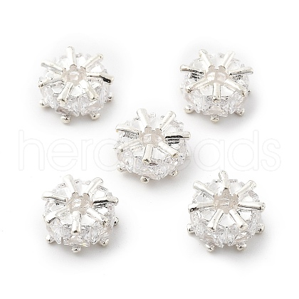 Brass Micro Pave Cubic Zirconia Beads KK-R216-01S-1