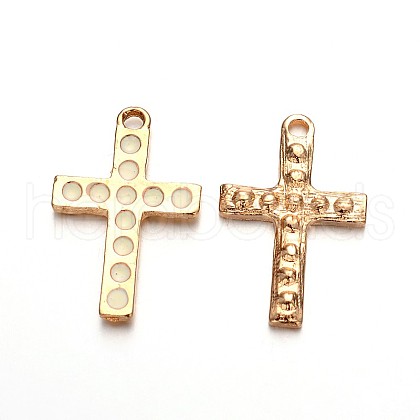Light Gold Plated Alloy Enamel Cross Pendants ENAM-J544-03KCG-1
