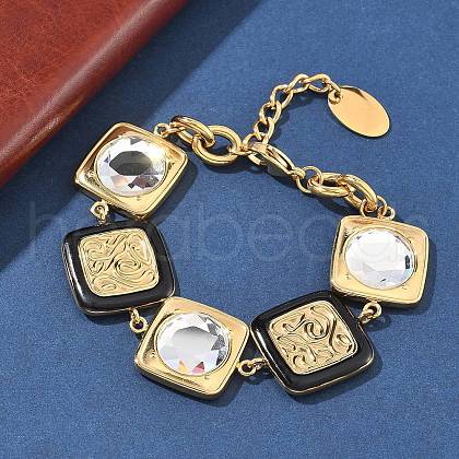 304 Stainless Steel Square Link Bracelets for Women BJEW-Z104-01G-1