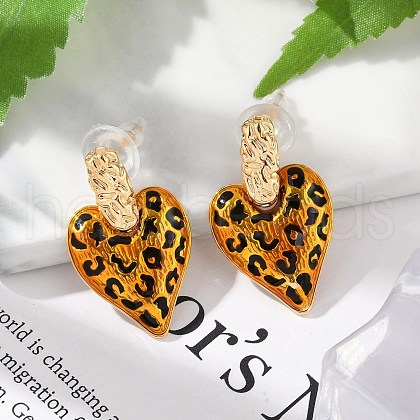 Brass Enamel Stud Earrings EJEW-P301-09G-1