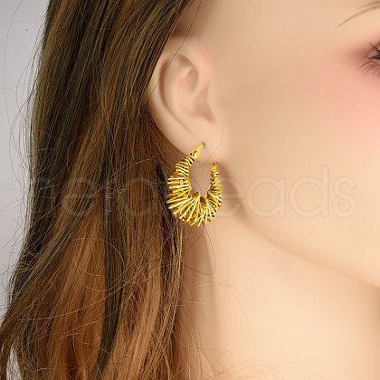 304 Stainless Steel Irregular Twist Hoop Earrings KB0349-2-1