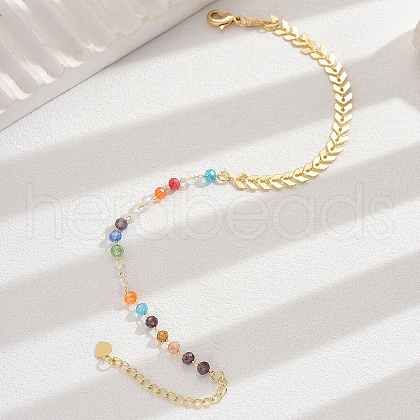 Brass Wheat & Plastic Colorful Asymmetrical Beach Vacation Anklets for Women FH4737-1