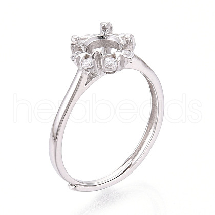 Rhodium Plated 925 Sterling Silver Micro Pave Cubic Zirconia Solitaire Ring Settings STER-T008-11P-1