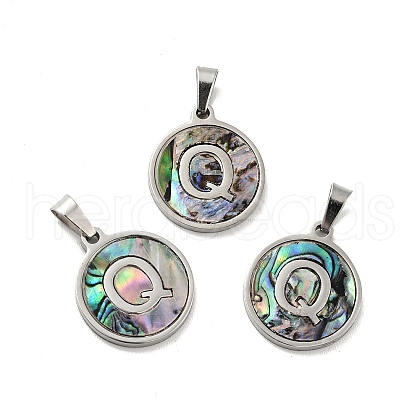 304 Stainless Steel with Paua Shell Pendants STAS-G268-02Q-P-1
