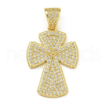 Rack Plating Brass Micro Pave Clear Cubic Zirconia Pendants KK-Z067-03G-01-1