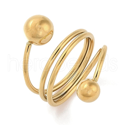 Ion Plating(IP) 304 Stainless Steel Wire Wrap Spiral Cuff Rings for Women RJEW-G315-08B-G-1
