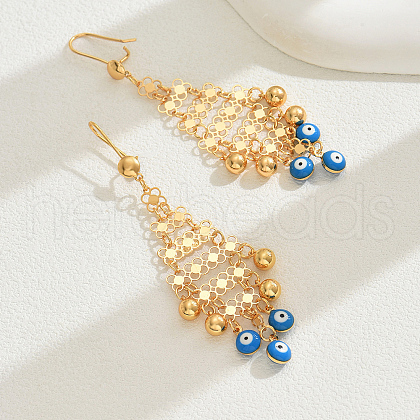 Brass Enamel Evil Eye Tassel Chandelier Earrings BJ5861-1