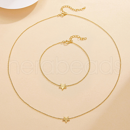 Star 925 Sterling Silver Pendant Necklace & Link Bracelet FE3395-5-1