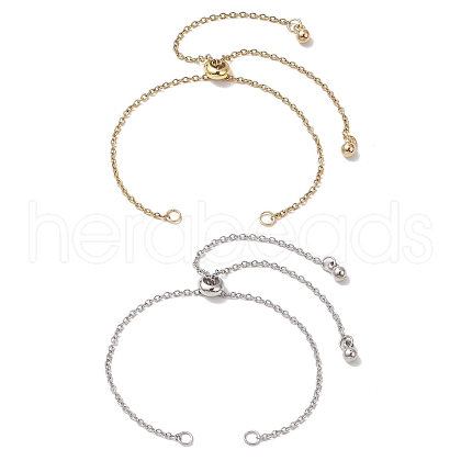 2Pcs 2 Colors Adjustable 304 Stainless Steel Cable Chains Bracelets Making AJEW-JB01216-1