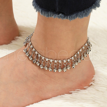 Alloy Crystal Rhinestone Bell Charm Tassel Anklets for Women WG95FC9-02-1