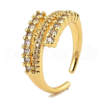 Brass Micro Pave Cubic Zirconia Cuff Rings RJEW-S392-18G-1