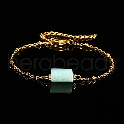 Natural Amazonite Link Bracelets PW-WG12151-08-1