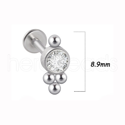 316L Surgical Stainless Steel & G23 Titanium & Crystal Rhinestone Flat Round Cartilage Earrings WGA7630-24-1