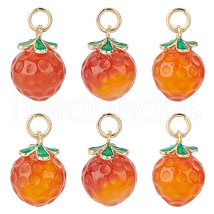 Olycraft 6Pcs Natural Agate Peach Charms G-OC0004-36-1