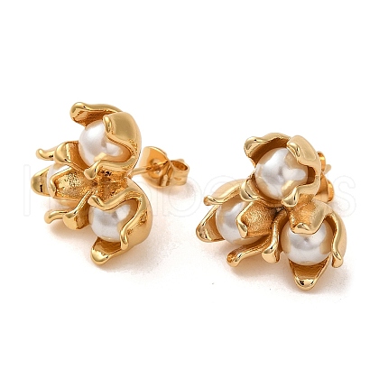 Flower 304 Stainless Steel Stud Earrings EJEW-U003-39G-1