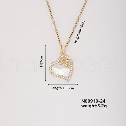 Elegant Fashion Brass Rhinestone Luxury Heart Charm Necklaces for Women IF2334-4-1