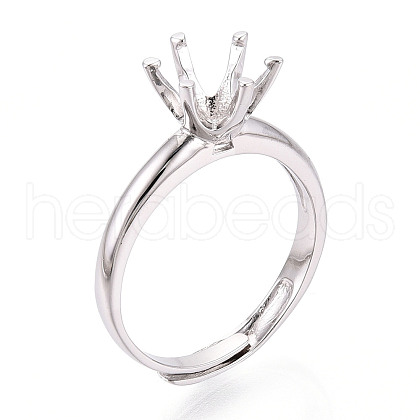 Rhodium Plated 925 Sterling Silver Solitaire Ring Setting STER-T008-20P-1
