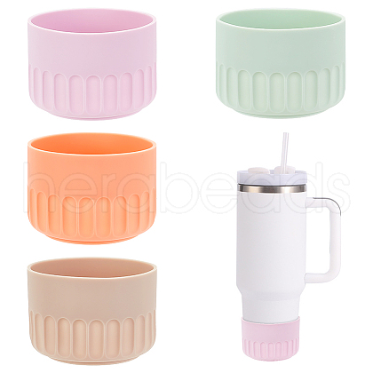 Olycraft 4Pcs 4 Colors Silicone Cup Bottom Sleeve AJEW-OC0004-62-1
