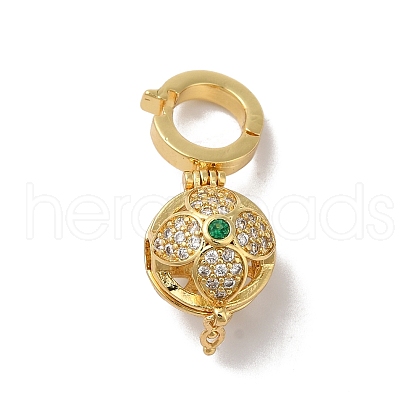 Rack Plating Brass Micro Pave Cubic Zirconia Fold Over Clasps KK-A222-02A-G-1
