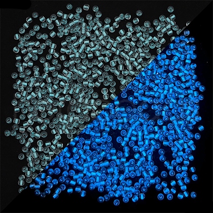 Glow in the Dark Luminous Transparent Glass Round Seed Beads LUMI-PW0004-006A-12-1