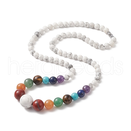 Natural & Synthetic Mixed Gemstone Graduated Beaded Necklace for Women NJEW-JN04187-1