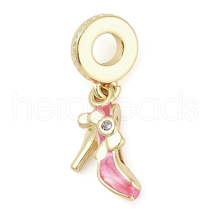 Rack Plating Brass Clear Cubic Zirconia Makeup European Dangle Charms KK-P287-34B-G-1