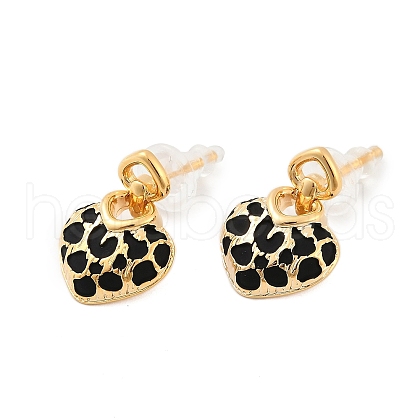 Brass Enamel Stud Earrings EJEW-P301-03G-1