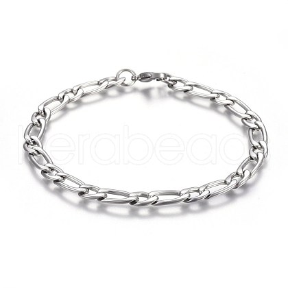 Tarnish Resistant 304 Stainless Steel Figaro Chain Bracelets BJEW-L637-04B-P-1