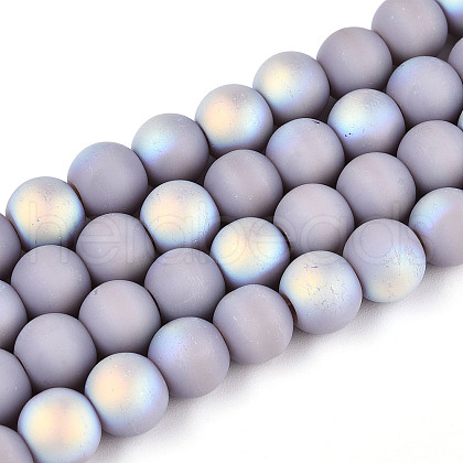 Frosted Opaque Glass Beads Strands GLAA-T032-P8mm-MBB07-1