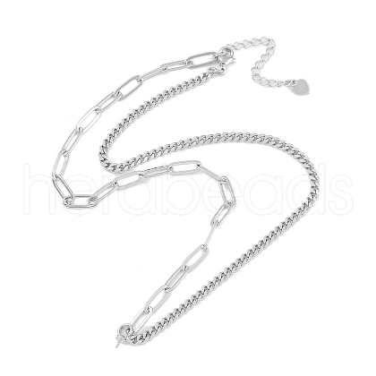 Brass Cuban Link Chain & Paperclip Chain Necklace Making NJEW-U008-08P-1