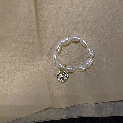 Mother's Day Jewellery Natural Freshwater Pearl Beaded Stretch Rings WG03D15-02-1
