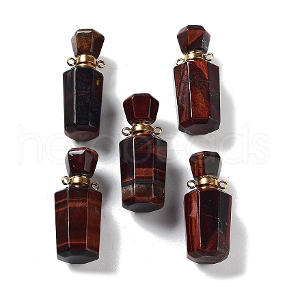 Natural Tiger Eye Perfume Bottle Pendants G-A026-16B-01-1