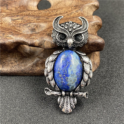 Antique Silver Owl Brooch Pins PW-WG382CA-10-1