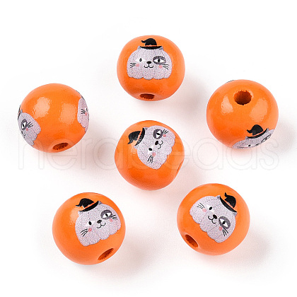 Halloween Theme Wood European Beads WOOD-N016-04K-1