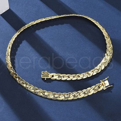 9MM Brass Cuban Link Chain Necklaces NJEW-Q051-01G-1