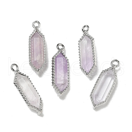 Natural Amethyst Faceted Double Terminal Pointed Pendants G-G181-05P-02-1