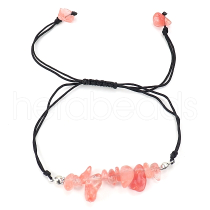 Synthetic  Watermelon Stone Braided Bead Bracelets PW-WG14195-12-1