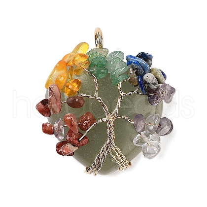 Natural Green Aventurine Heart Pendants G-K374-01C-1