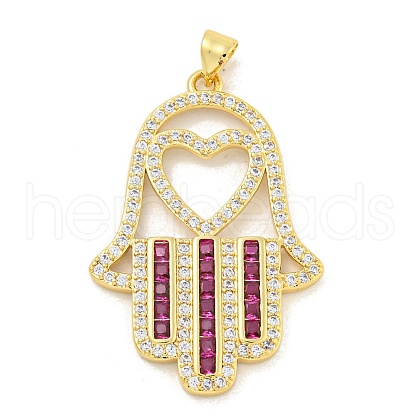 Rack Plating Brass Micro Pave Cubic Zirconia Pendants KK-K341-71G-1