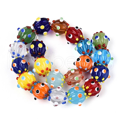Handmade Pumpkin Spot Lampwork Beads LAMP-P064-02C-1