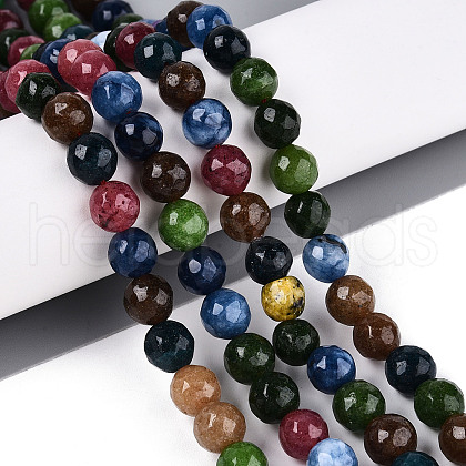 Dyed Natural White Jade Beads Strands G-T139-8mm-60-07-1