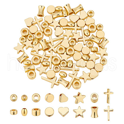   80Pcs 8 Styles Rack Plating Brass Beads KK-PH0006-72-1
