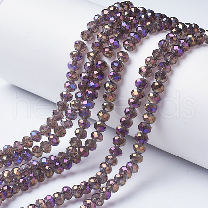 Electroplate Transparent Glass Beads Strands EGLA-A034-T6mm-G01-1