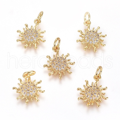 Brass Micro Pave Cubic Zirconia Pendants ZIRC-G166-20G-1