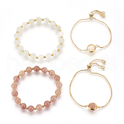 Natural Mixed Stone Bracelets Sets BJEW-JB03913-1