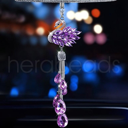 Metal Rhinestone Swan Pendant Decorations PW-WG1FFD4-03-1