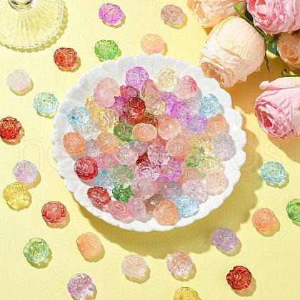 140Pcs 14 Styles Frosted Acrylic Beads MACR-YW0003-02-1