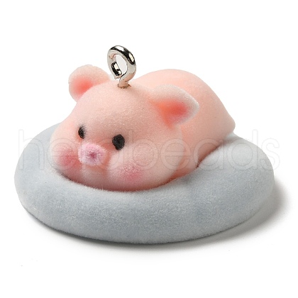 Flocking Resin Sleeping Pendants RESI-D072-02A-1