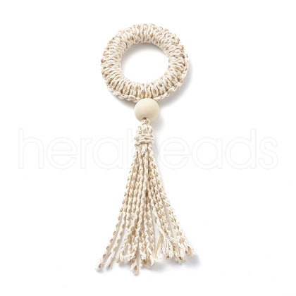 Ring Macrame Cotton Cord Pendant Decorations HJEW-JM00752-1